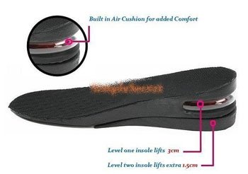 Be Taller In Seconds  ,  Mens Black Air Cushion Height Increase Shoe Lift