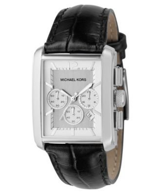 MICHAEL Michael Kors Womens Chronograph Black Leather Strap Watch