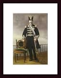 Portrait of Nasir Al-Din Shah Qajar by JaFar 10.88X14.00 Framed with Black Wood Frame