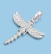 Sterling Silver Pendant - Dragonfly - Clear Cubic Zerconia - 19mm Height