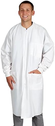 Sammon Preston Anti-Static Breathable Zip Front Disposable Fluid Prf Lab Coat, White, Extra-Large, 30 Per Case