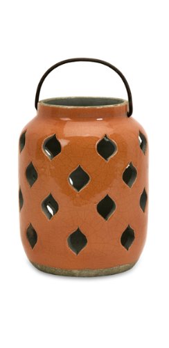 8 Rustic Orange Cut Candle Lantern