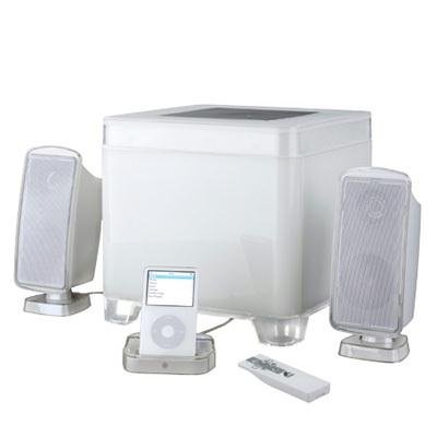 iRhythms A-210 110 Watt 3 Piece Speaker System for iPod Pearl White