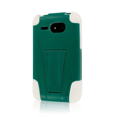 Kyocera Event Case (C5133), MPERO IMPACT X Series Dual Layered Tough Durable Shock Absorbing Silicone Polycarbonate Hybrid Kickstand Case for Event [Perfect Fit & Precise Port Cut Outs] - Teal Green