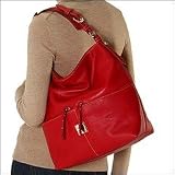 Dooney Bourke Calf Leather Medium Zipper Pocket Sac Bag Purse Tote Red