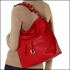 Dooney Bourke Calf Leather Medium Zipper Pocket Sac Bag Purse Tote Red