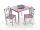 Child's Table & 2-Chairs. White & pink tabletop and pink seat top.