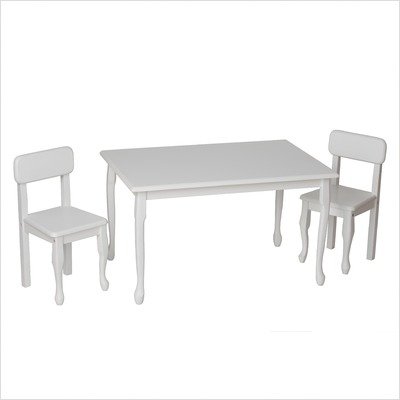 White Queen Anne Rectangular Table with Two Chairs