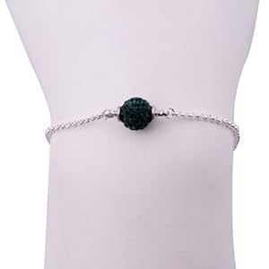 Kadima Swarovski Elements Crystal Disco Ball Emerald Bracelet,Bracelet Length 7.5 Inches, Ball Size:10mm