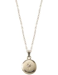 Childrens 14k Gold-Filled Genuine Diamond Polished Round Locket Necklace, 13"