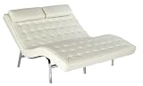 Euro Style Chrome Lounge Chair Valencia II Leather Lounge Chair (Style: White Leather/Chrome)