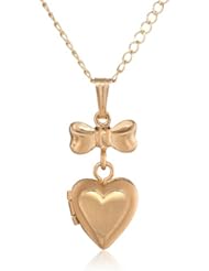 Childrens 14k Gold-Filled Heart Drop Bow Locket Necklace, 15"