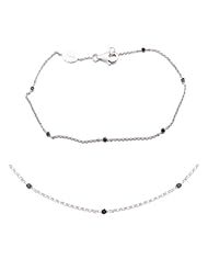 14k White Gold 0.08ct Unexpected Fascination Bezel Black Diamond Link Bracelet