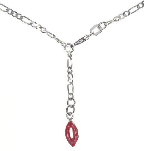 Fußkette 925/- Silber von Mailando, mit Lippen Anhänger, Figaro Fußkettchen