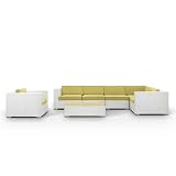 read full review Lexington Modern Corona 7-Piece Outdoor Rattan, White with Peridot Cushions