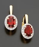 14k Gold Garnet (1/10 ct. t.w.) & Diamond Accent Leverback Earrings