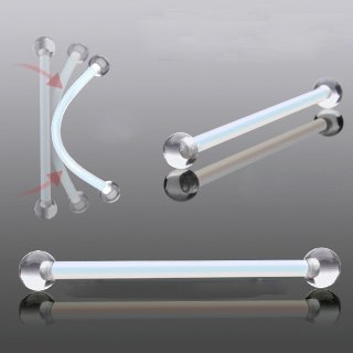 Pregnancy Flexible Belly Retainer with Clear UV, Nickel and Allergy Free - 14 Gauge - 1 inch long (Sold as a Pair)...