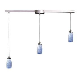 Milan - 3 Light Kitchen Island Pendant Track Lighting Fixture - Brushed Nickel - White...