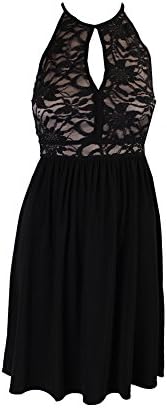 Morgan & Co. Juniors Black Sleeveless Lace Glitter Halter Dress -