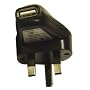 iBox - 3 Pin USB Power Wall Plug For SanDisk Sansa Fuze 2GB, 4GB,8GB,Sansa View,E200,E250,E260,E270,E280 & Sansa Clip MP3 Player