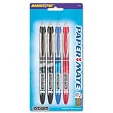 / PAP34502 / Liquid Flair Marker Pen, TRS Brl, BLK/BE/RD Ink, Extra Fine, 4/pk / Sold as 1 ST