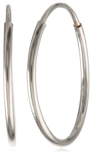 Duragold 14k White Gold Endless Hoop Earrings, (0.45" Diameter)