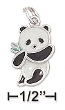 Sterling Silver 13x17mm Enamel Panda Bear Charm With Moveable Head Body