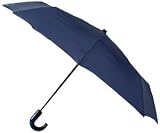 Leighton, Kensington Automatic Open/Close Curved Black Wood Handle Umbrella, Navy