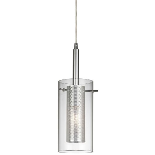 Dainolite 30961-CM-PC Single Pendant-Clear Glass with Mesh Insert, Polished Chrome