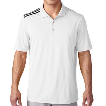 adidas Golf Men's Climacool 3-Stripes Polo Shirt, White/Black, Large