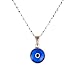 Evil Eye Pendant Necklace Sterling Silver with Blue Murano Glass Lucky Eye for Protection