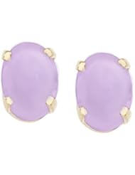14k Yellow Gold Oval Frosted Amethyst Stud Earrings