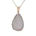MJARTORIA Gold Color Bezel Teardrop Raw Natural Stone Grey Quartz Pendant Healing Druzy Necklace