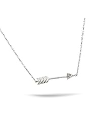Sterling Silver Rhodium Plated Arrow Cz Necklace 16 Inch Plus 2 Inch Chain