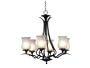 Kenroy Home 80586ORB Bienville Six Light Chandelier with 5-Inch Pale Amber Scavo Glass Shades