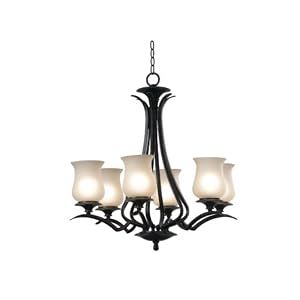 Kenroy Home 80586ORB Bienville Six Light Chandelier with 5-Inch Pale Amber Scavo...