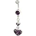 Amethyst Purple Double Heart Dangle Belly Ring