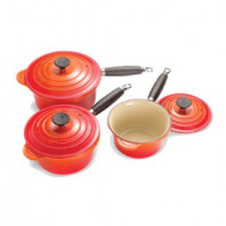 Le Creuset Cast Iron 3 Piece Saucepan Sets - Volcanic (ref CL)