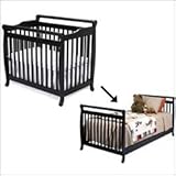 DaVinci Emily Mini 2-in-1Convertible Wood Baby Crib Set With Bed Rail in Ebony