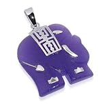 Sterling Silver Purple Jade 25mm Elephant Charm 1 inch Long Dangle Pendant