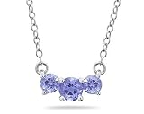 1.00 CTW Tanzanite Three Stone Pendant Necklace 14K White Gold