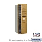 IMAGE OF 4C Horizontal Mailbox - 13 Door High Unit (48 Inches) - Single Column - 6 MB1 Doors / 1 PL5 - Gold - Front Loading - USPS Access