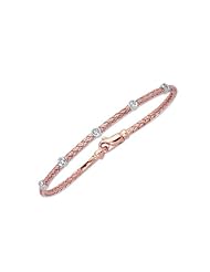 14k Rose Gold 0.14 Ctw. Diamond Basket Weave Bangle 7.25"