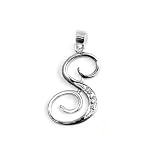 INITIAL PENDANT W/CZ STERLING SILVER .925 Letter S, 18IN