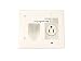 Recessed Low Voltage Cable Wall Plate WITH Recessed Power - White