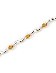 14K White Gold Oval Citrine and Diamond Bracelet