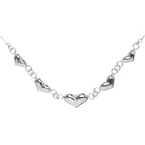 Rhodium Plated Sterling Silver Puffy Heart Frontal Necklace with 0.015 Ct Tw Diamond Accent 16-18in
