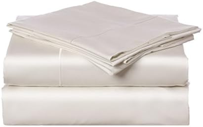 Luxury Designs 600 Thread Count Bedspread 100% Egyptian Cotton Sheet Set Hemstitch 4 Piece Luxurious, Comfortable, Highest Quality Bedding Sateen Weave King, Bone White