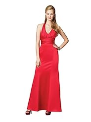 V-neck Satin Corset Natural   Waistline Halter Lace-Up Gathered Ruched Mermaid  Dress