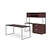 OFM FUL-PKG-0068-MHG Fulcrum Series Office Furniture Set Table Desk, 66" Credenza, Lateral Filing Cabinet, Hutch, Mahogany